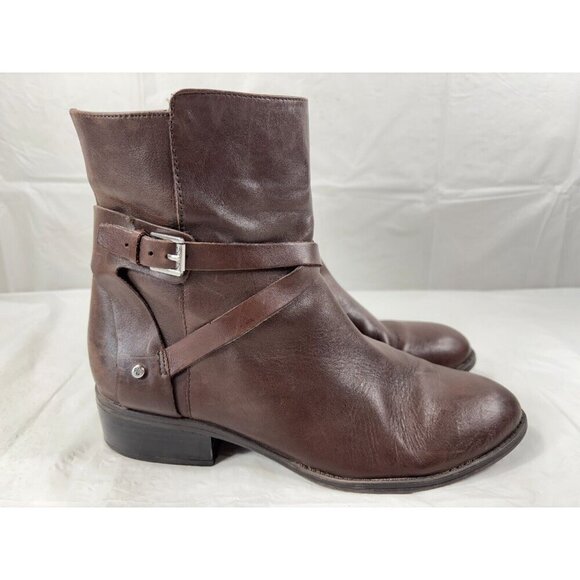 Lauren Ralph Lauren Marisol Brown Leather Ankle Zip Boots Women's Sz 8B - Picture 1 of 14